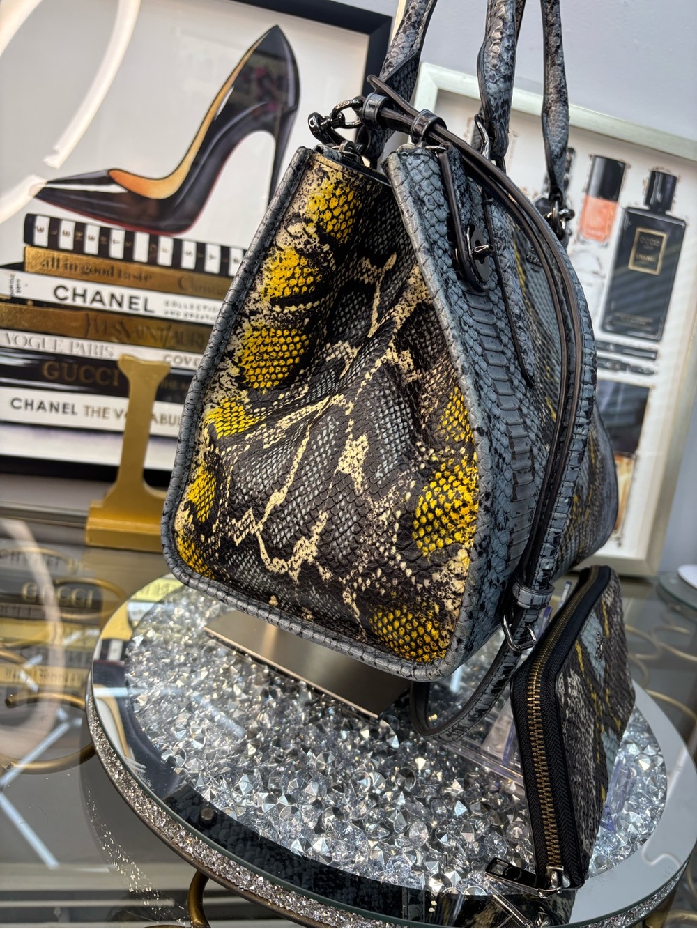 Coach 2015 Crosby Python embossed carryall EUC - Picture 6 of 15